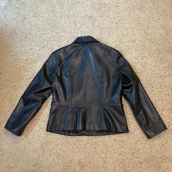 Nine West Classic Black Leather Jacket M - Picture 7 of 9
